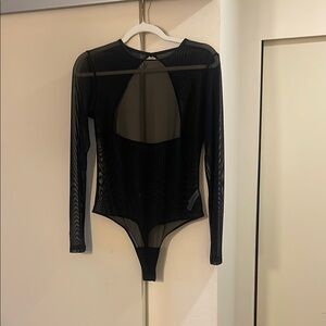 Black Sheer Long Sleeve Bodysuit